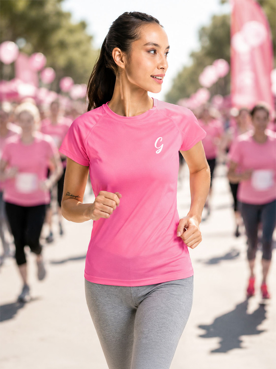 t-shirt de sport personnalisé octobre rose