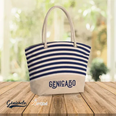 Sac shopping style marin en toile de jute promotionnel