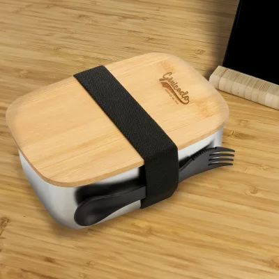 Lunch box en acier et bambou et cuichette