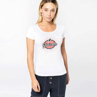 T-shirt bio col à bords francs manches courtes