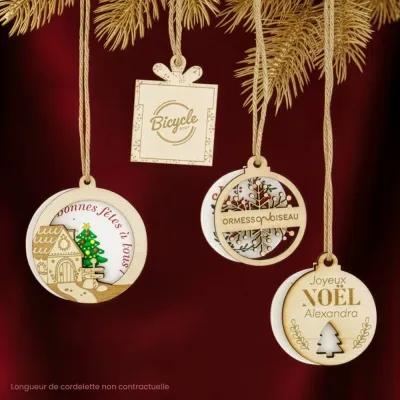 Boule de Noël en bois avec graines à planter