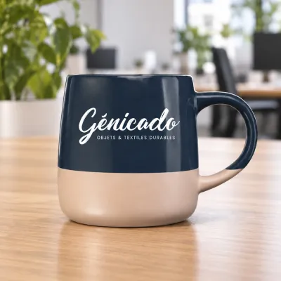 Mug vintage céramique, design à blocs de couleur - 445 ml