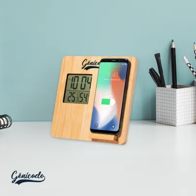 Horloge station météo et support chargeur smartphone