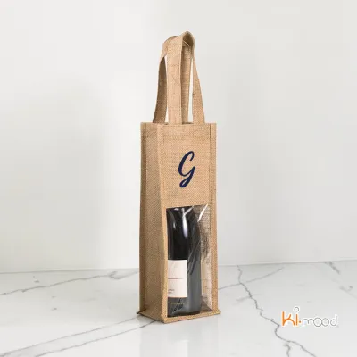 Sac en toile de jute pour bouteille