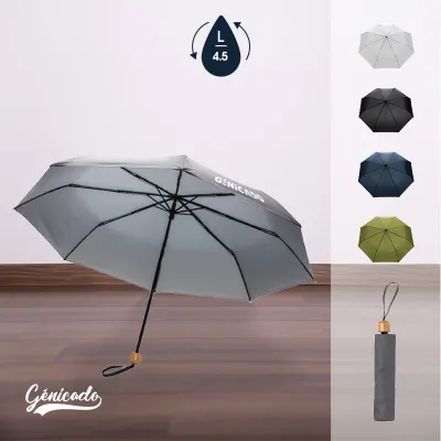 Mini parapluie en RPET avec poignée bambou