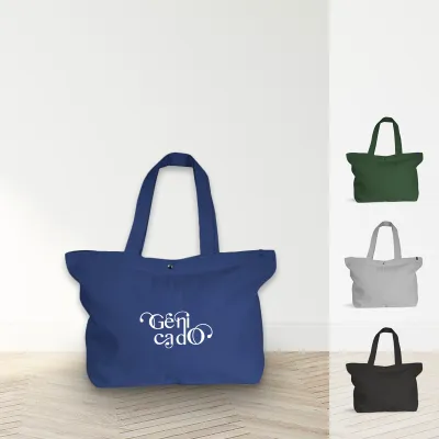 Sac de plage fermeture bouton pression 100% coton bio