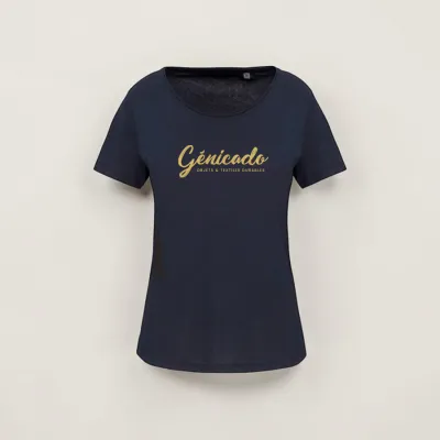 T-shirt bio col à bords francs manches courtes