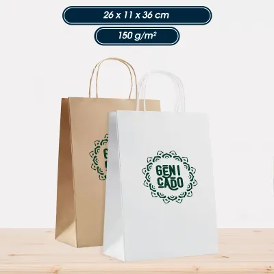 Sac papier kraft grand format poignées torsadées
