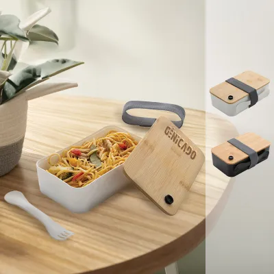 Lunch box avec couvercle en bambou et cuichette
