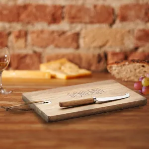 Plateau à fromage en acacia avec couteau