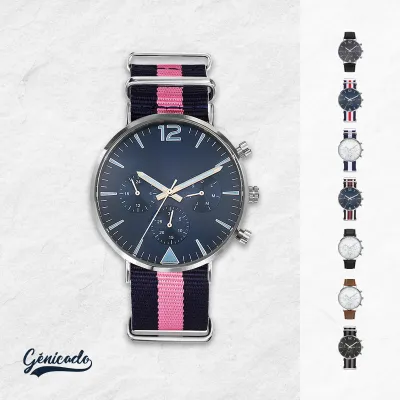 Montre avec boîtier en acier finition chromée