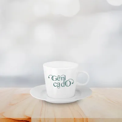 Ensemble tasse et sous-tasse en porcelaine blanche 180ml