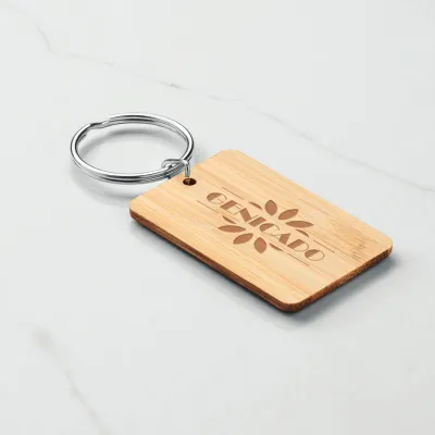 Porte-clés rectangulaire en bambou