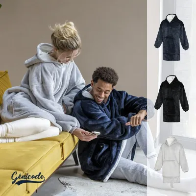 Plaid à capuche en polyester recyclé certifié GRS
