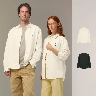 Sur chemise worker 100% coton bio décontractée unisexe