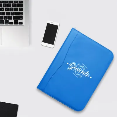 Conférencier A4 bleu zippé