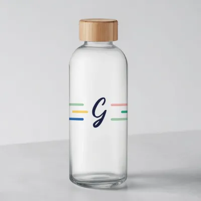 Bouteille en verre personnalisée 650ml bouchon bambou
