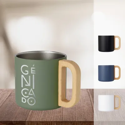 Mug isotherme acier inox recyclé et bois de hêtre