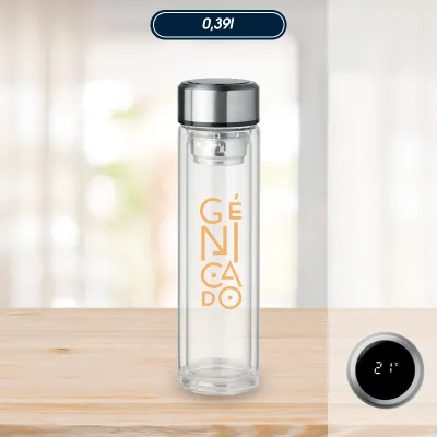 Bouteille infuseur à thé double paroi en verre