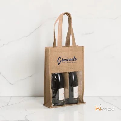 Sac en jute cadeau pour 2 bouteilles