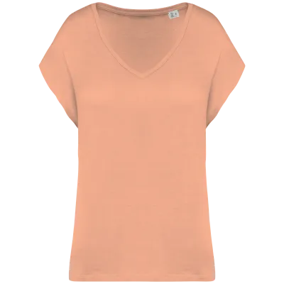 T-shirt écoresponsable loose à col V femme