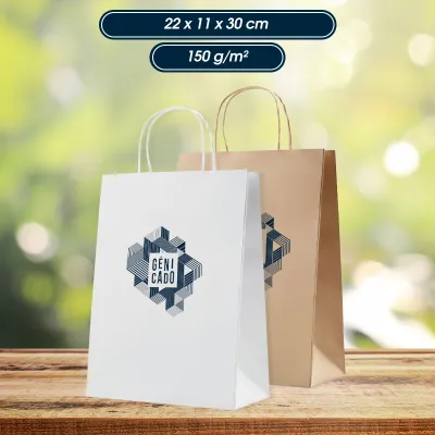 Sac papier kraft moyen poignées torsadées