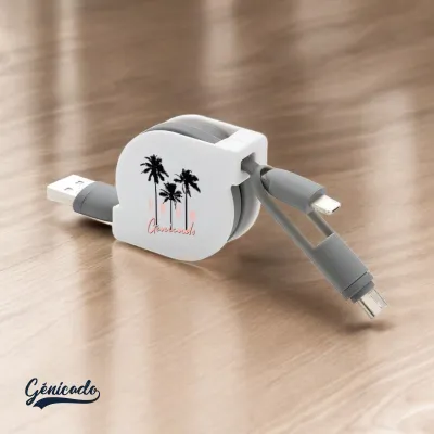 Câble USB enrouleur rétractable 3 en 1