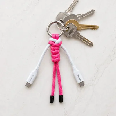 Porte-clés tressé RPET 2 en 1 et câble de chargement