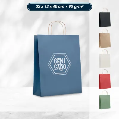 Sac kraft grande taille poignées torsadées