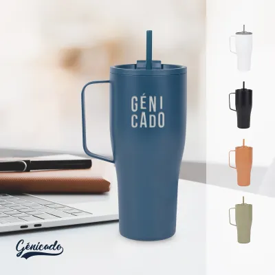 Grand mug isotherme 800ml en acier RCS avec poignée