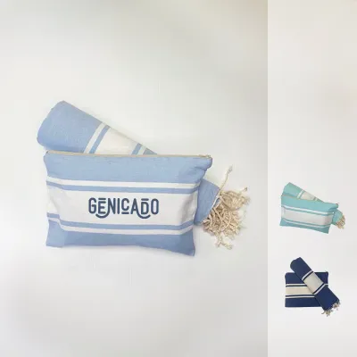 Set de plage fouta + sac en coton recyclé