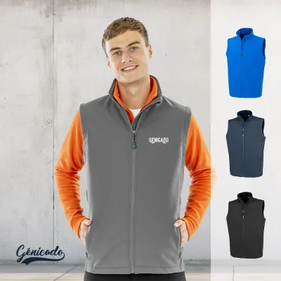 MENS RECYCLED 2-LAYER PRINTABLE SOFTSHELL BODYWARMER