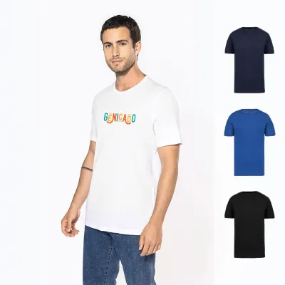 T-shirt bio col à bords francs manches courtes