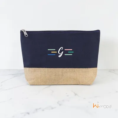 Pochette en toiles de coton et jute personnalisable