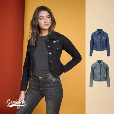 Veste en jean délavé modèle femme