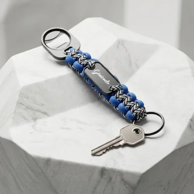 Porte-clés RPET tressé avec décapsuleur