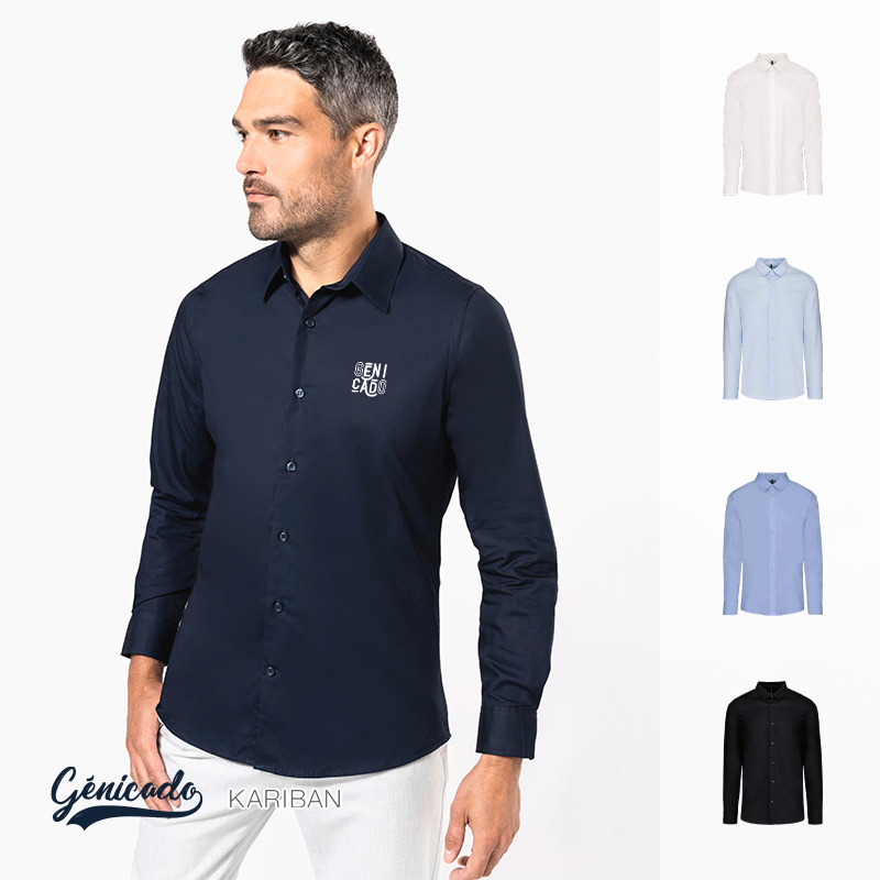 Chemise popeline manches longues homme