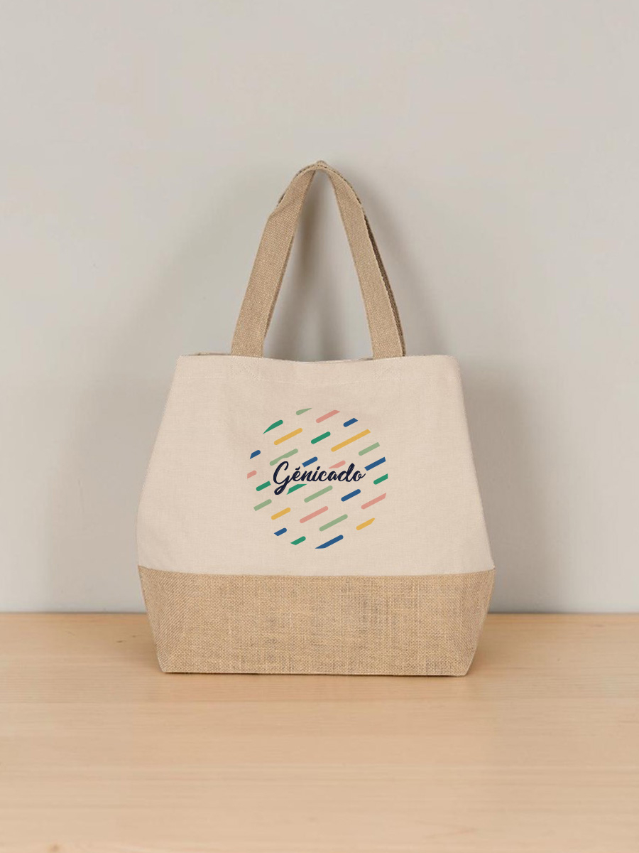 Tote bag en toile de coton et jute