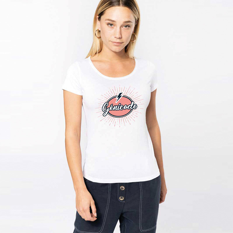 T-shirt bio col à bords francs manches courtes