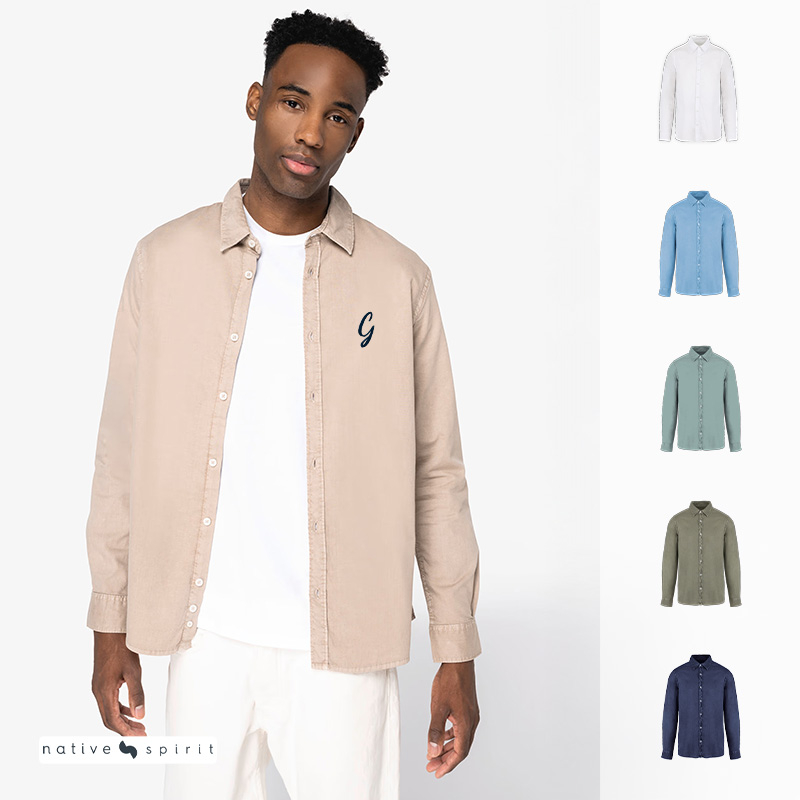 Chemise écoresponsable délavée homme