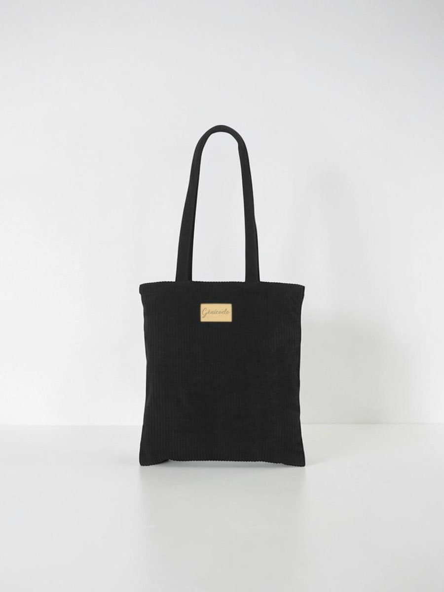tote bag polyester velours côtelé