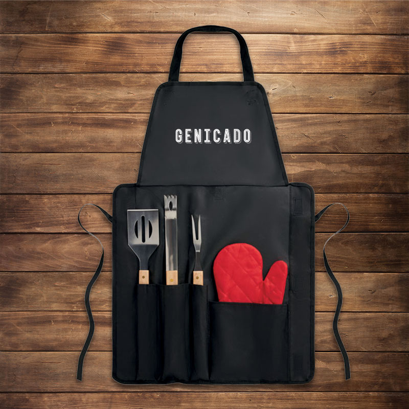Tablier de cuisine avec gants et outils BBQ