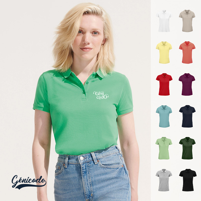 Polo publicitaire femme en maille piquée 100% coton bio