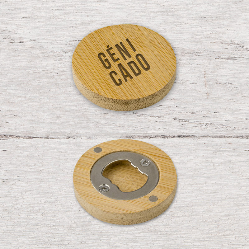 Décapsuleur rond en bambou compact