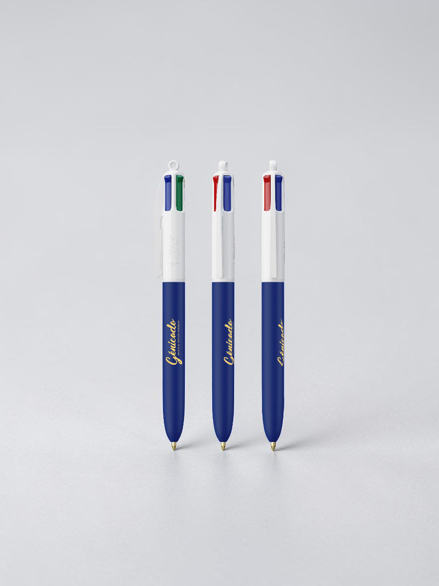 Stylo 4 couleurs BIC® personnalisé gomme toucher soft
