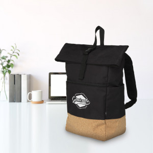 Sac à dos ordinateur roll-top en RPET et liège
