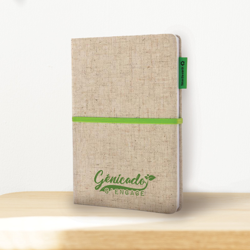 Carnet personnalisé A5 couverture en jute et coton