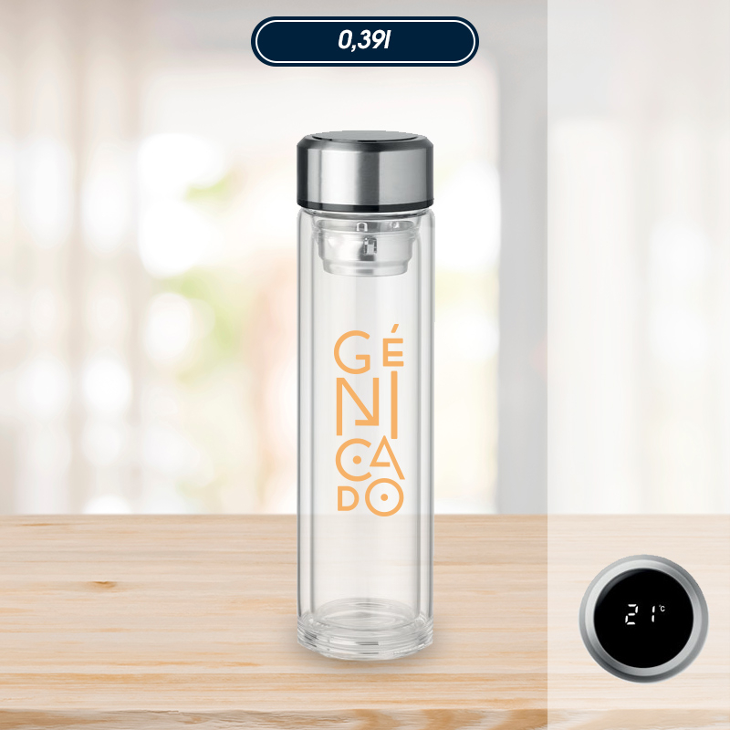 Bouteille infuseur à thé double paroi en verre