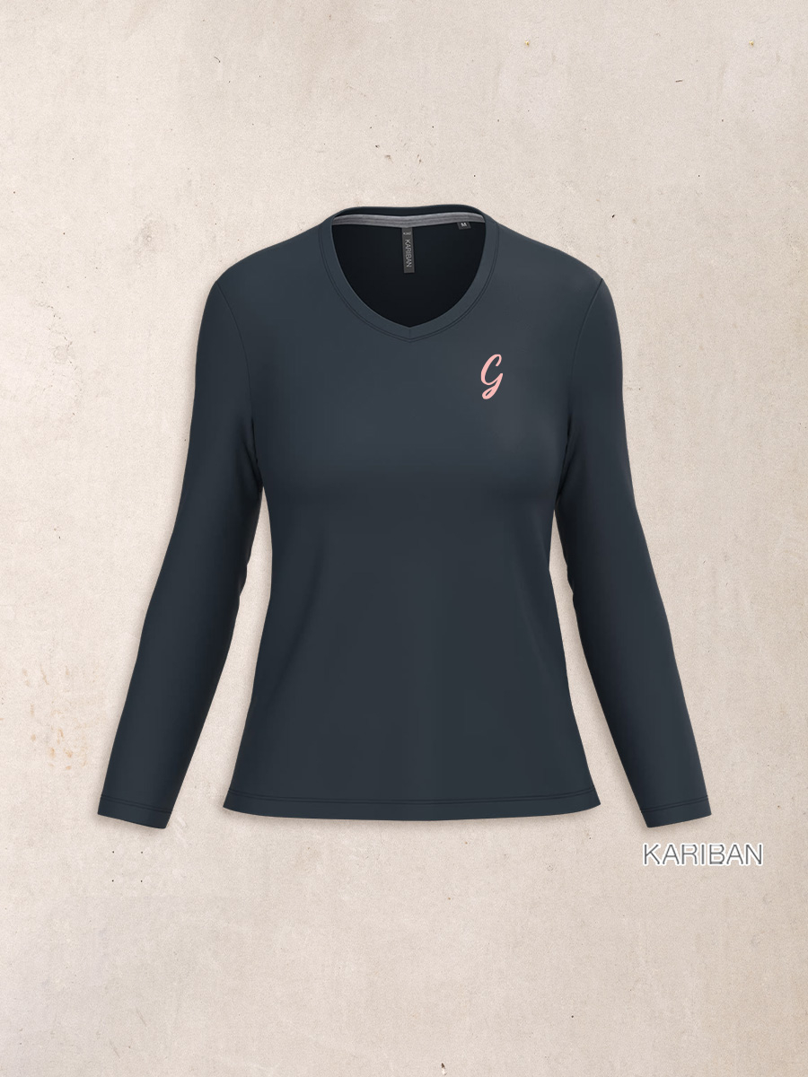 T-shirt col V manches longues femme