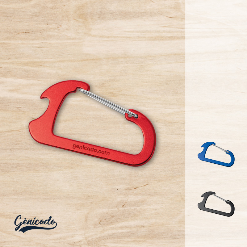 Mousqueton avec décapsuleur en aluminium